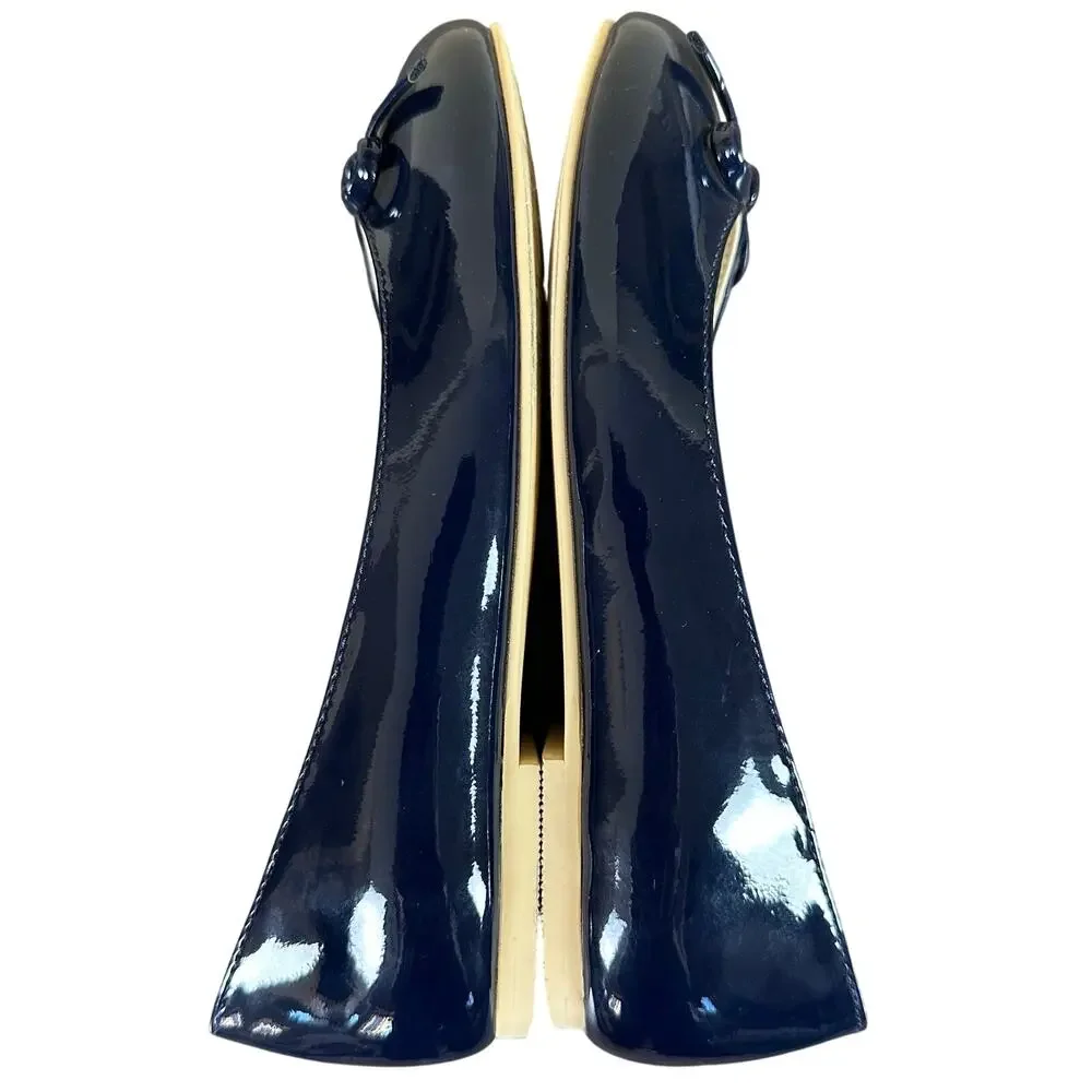Janie and Jack Patent Ballet Flat in Merchant Marine Navy, Size 13